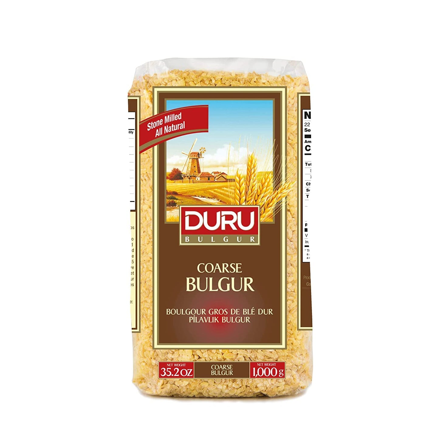 Duru Coarse Bulgur for Pilaf- 2.2lb (1000g), Wheat Berries, 100% Natural and Certificated, High Fiber and Protein, Non-GMO, Great for Vegan Recipes, Better than Rice