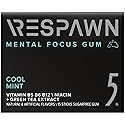 RESPAWN by 5 GUM Mental Focus Gum, Cool Mint Sugar Free Chewing Gum, 15 Sticks