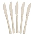 Party Solids Ivory Plastic Knives 100 Pieces Ivory Knives Disposable Utensils Heavy Duty Plastic Cutlery Set Disposable Cutlery Sets Flatware Sets