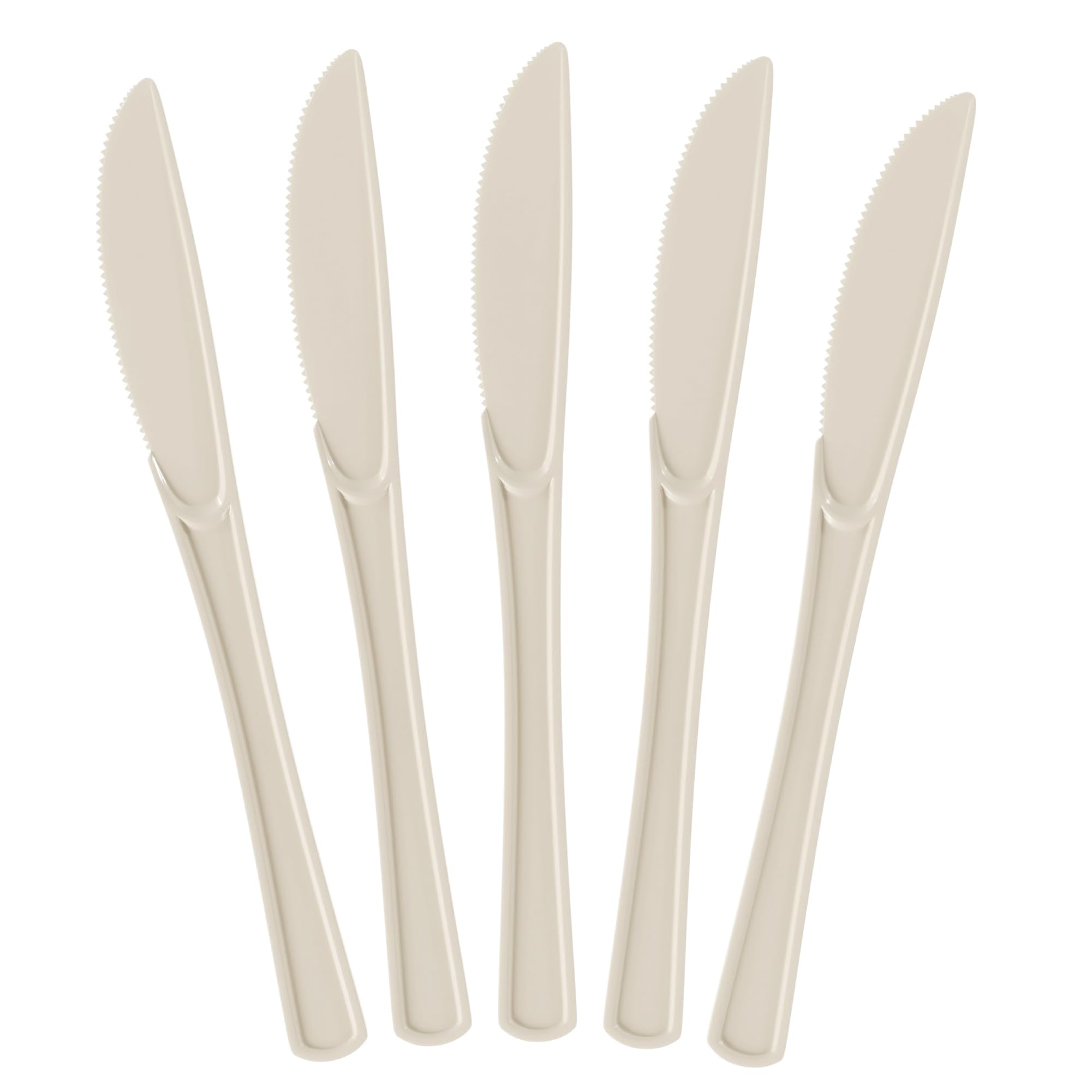 Party Solids Ivory Plastic Knives 100 Pieces Ivory Knives Disposable Utensils Heavy Duty Plastic Cutlery Set Disposable Cutlery Sets Flatware Sets