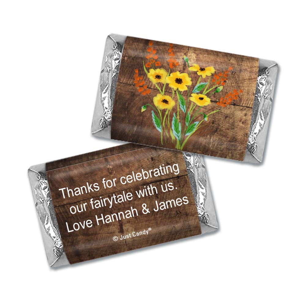 Wedding Favors for Guests Personalized Miniatures Candy (75 Pack) - Bridal Shower Favors for Guests, Floral Rustic Wedding Candy