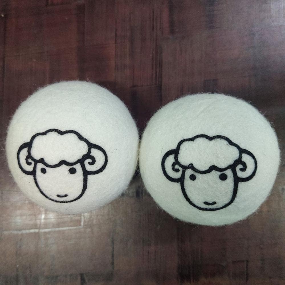 2Pcs Wool Dryer Balls, Natural Fabric Softener, Reusable Laundry Balls for Pet Hair Removal, Static Reducer Alternative, Reduces Wrinkles and Drying