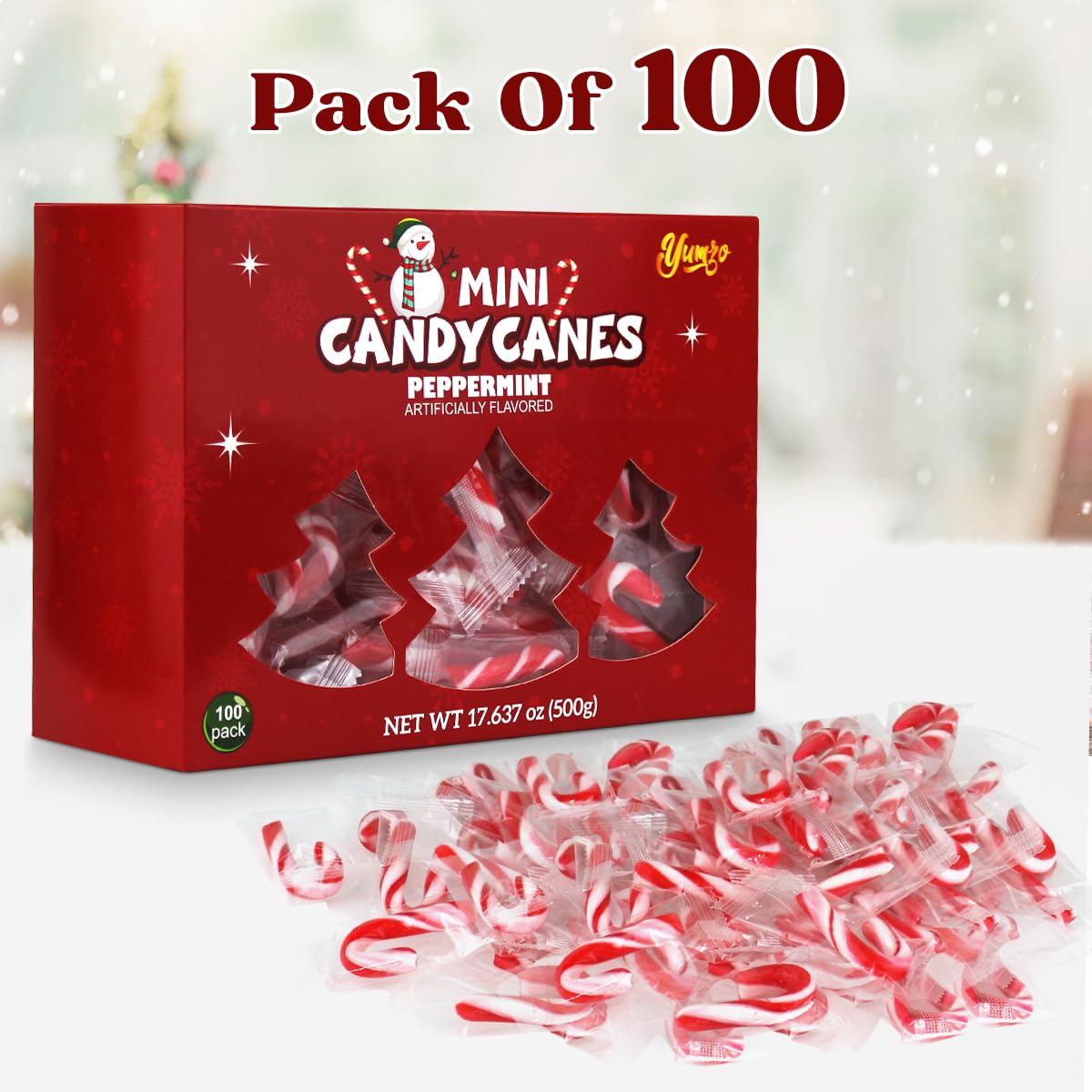 Christmas Mini Candy Canes Classic Red & White Peppermint Flavor for Holiday Family Indulgement - Small Candy Canes Individually Wrapped for Kids