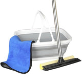 Window Cleaning Kit, Squeegee with Bucket for Windshield Cleaning, Bathroom, Shower Doors, Mirrors, Tiles, and Car Windows (Grey)