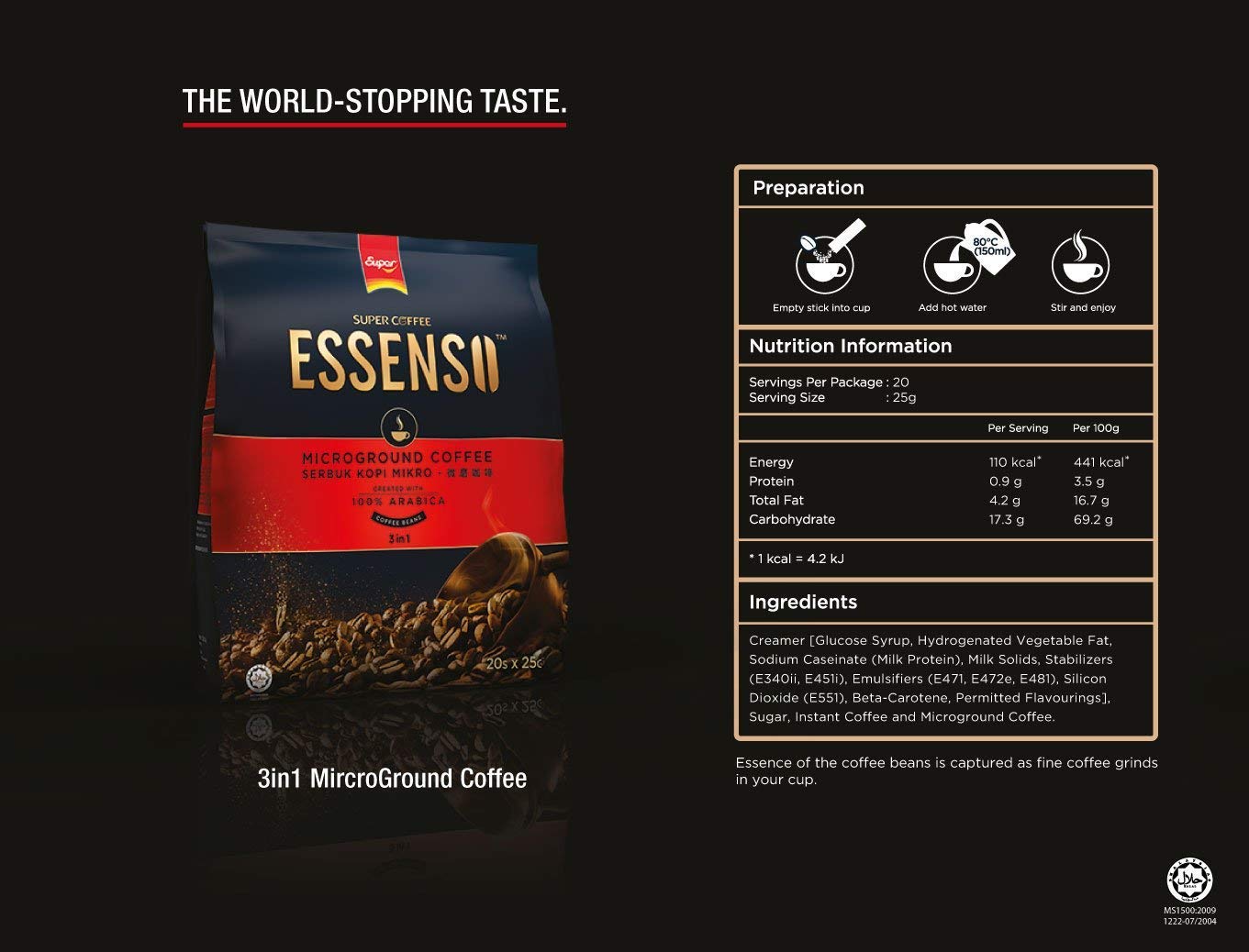 NOVIIML COFFEE ESSENSO 3 in 1 Instant Coffee (4 pack x 20 sachets) Instant Coffee Imported from Malaysia