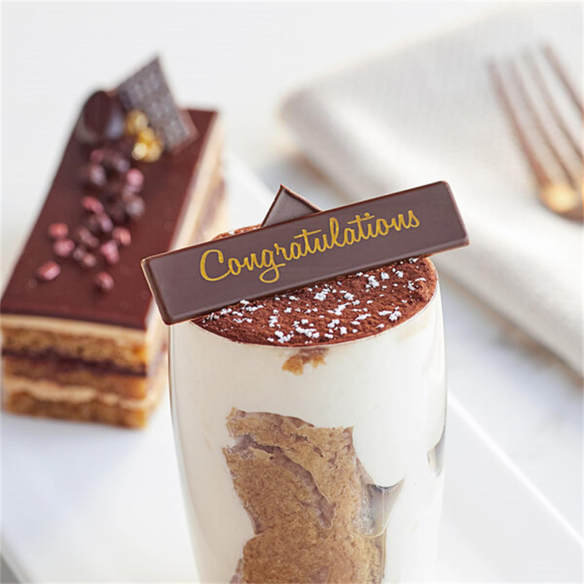 Chocolatree Congratulations Chocolate Decoration - 70/Box Dark Chocolate 61% Cacao WS-999CTRE49857-NPF