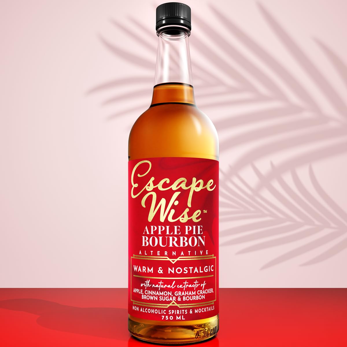 ESCAPE WISE Apple Pie Bourbon Alternative | Non-Alcoholic | The World’s Leading Developer of Non-Alcoholic Spirits, Liqueurs & Mocktails | 25.4 FL OZ