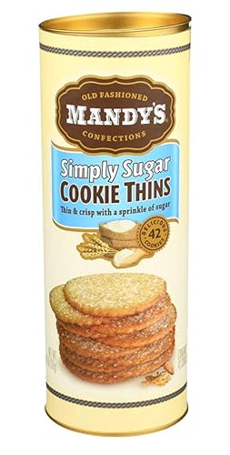 Mandy's - Simply Sugar Cookie Thins - 4.6 Ounce. Canister Contains 42 Cookies.
