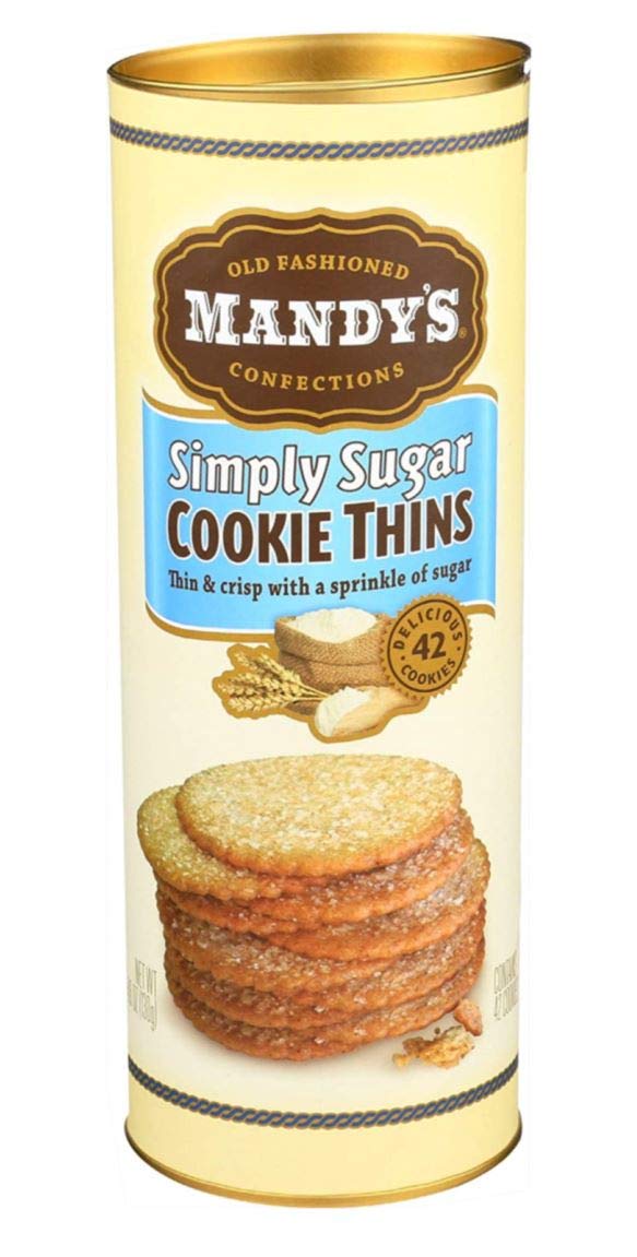 Mandy's - Simply Sugar Cookie Thins - 4.6 Ounce. Canister Contains 42 Cookies.