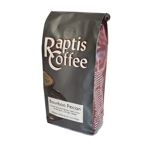 Raptis Coffee Roasters Bourbon Pecan Flavored Ground Coffee 12oz bag