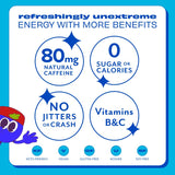 ASPIRE® Blue Burst, Healthy Energy Powder Sticks 80mg Natural Caffeine, Zero Sugar No Carbs Keto Friendly, 10 Stick Packs with Vitamins B & C, Zero
