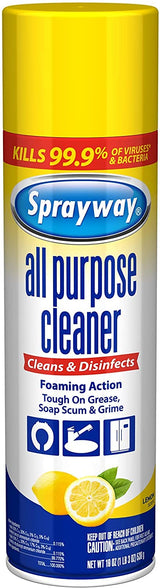 Sprayway Foaming Action All Purpose Cleaner and Disinfectant, Lemon Scent, 19 oz, (SW5014R)