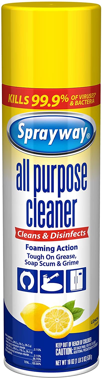 Sprayway Foaming Action All Purpose Cleaner and Disinfectant, Lemon Scent, 19 oz, (SW5014R)