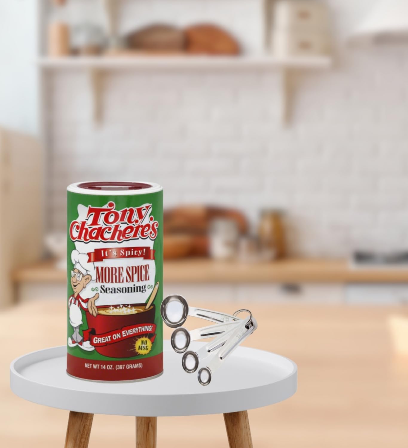 Tony's Seasoning - 2x Tony Chachere's More Spice 14 oz Bundle with Stainless Steel Measuring Spoon Set - Spicy Creole Seasoning for Cajun Cooking