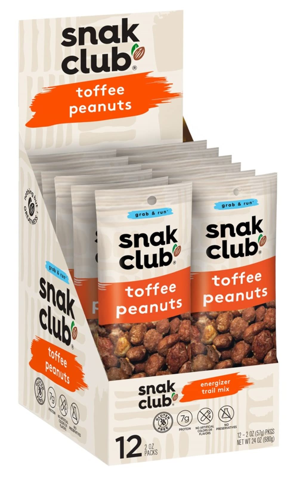 Snak Club Toffee Peanuts, 2 Ounce (Pack of 12)