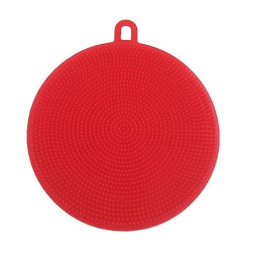 Round Silicone Dish Washing Sponge Cleaning Scrubber Brush Pad Kitchen Tool - Red zsjhtc
