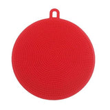 Round Silicone Dish Washing Sponge Cleaning Scrubber Brush Pad Kitchen Tool - Red zsjhtc