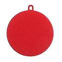 Round Silicone Dish Washing Sponge Cleaning Scrubber Brush Pad Kitchen Tool - Red zsjhtc