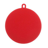 Round Silicone Dish Washing Sponge Cleaning Scrubber Brush Pad Kitchen Tool - Red zsjhtc