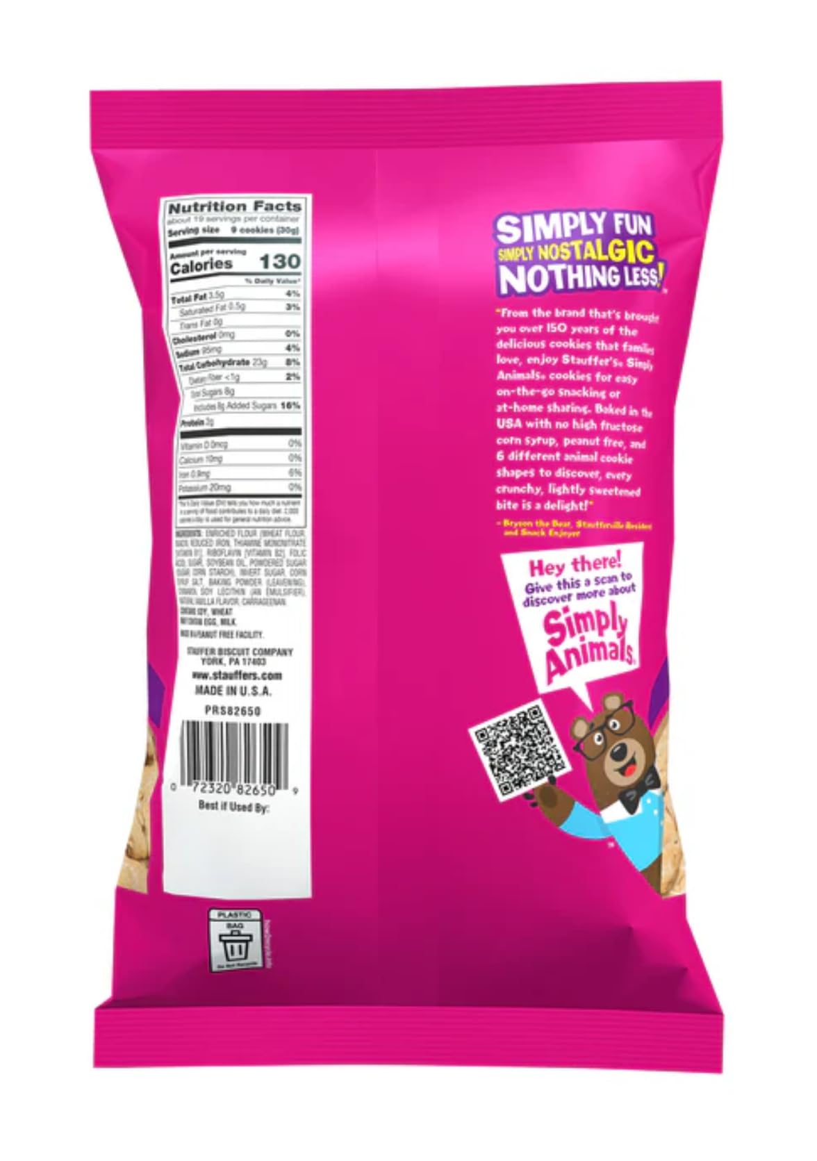 Stauffer's Simply Animals Glazed Cinnamon Bulk Bags - Pack of 2-20 oz Bags - Perfect for Sharing with the Whole Family - Tasty Treats - Great