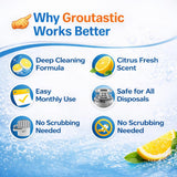 Groutastic Garbage Disposal Cleaner Tablets - 24 Pack Foaming Sink Deodorizer & Drain Cleaner, Fresh Citrus Scent, Kitchen Disposal Cleaning Pods, 1