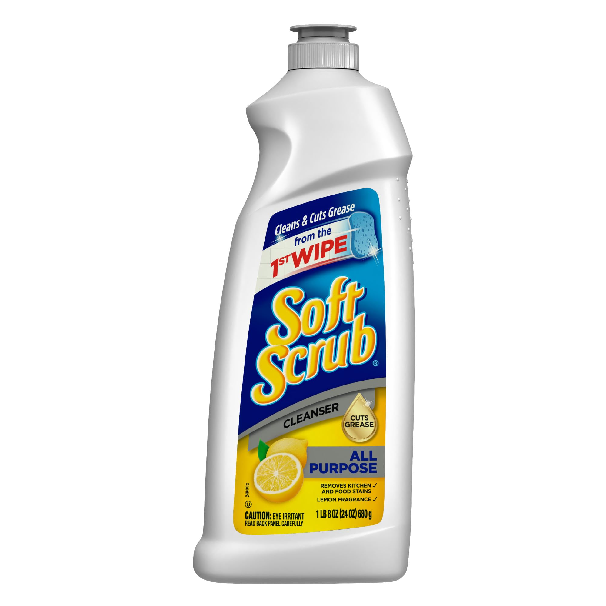 Soft Scrub Total All Purpose Bath & Kitchen Cleanser, Lemon Scent 24 oz