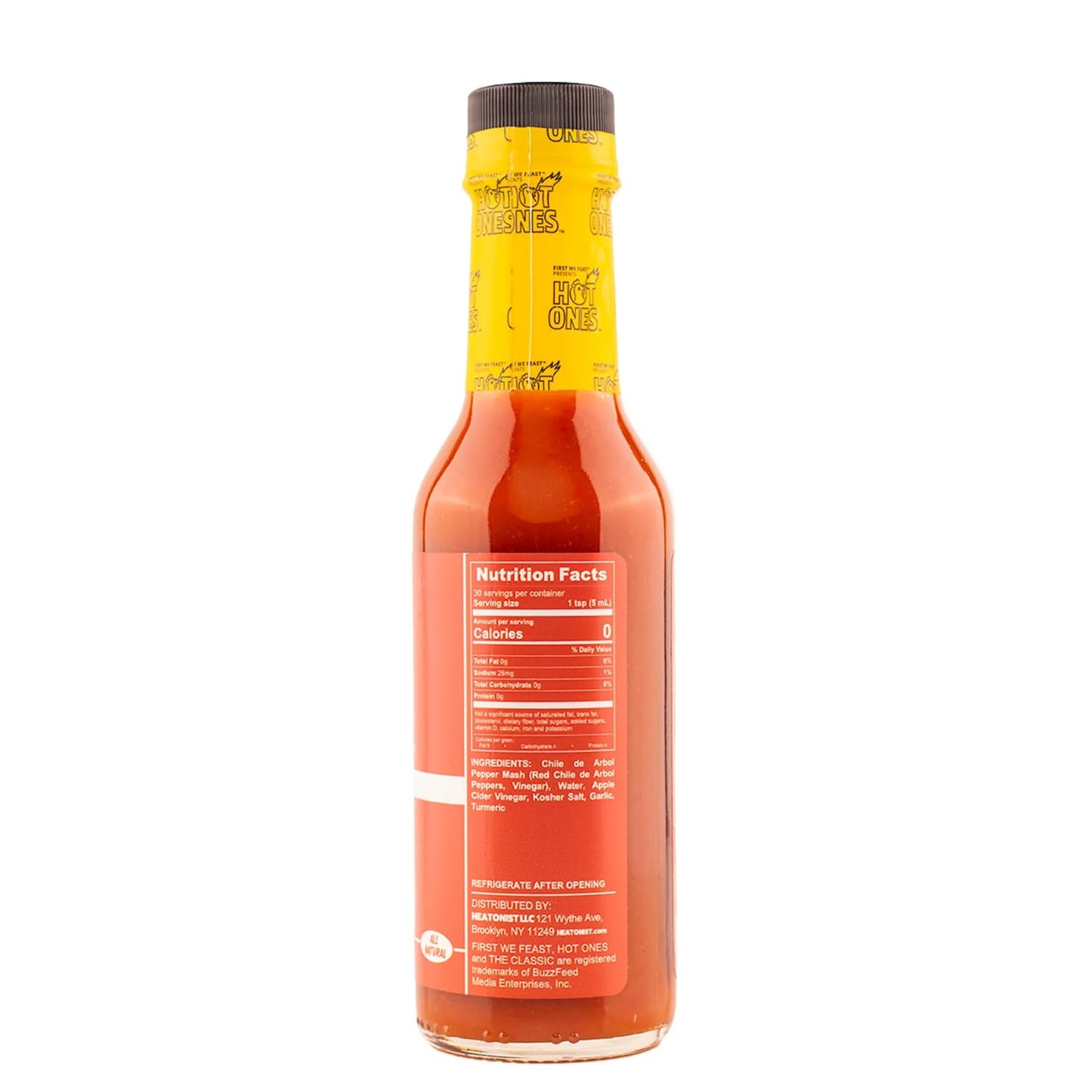 Hot Ones The Classic Hot Sauce Made With Natural Ingredients & Strong Flavors From Organic Chile De Arbol Peppers, 5 fl oz Bottle (3-Pack)