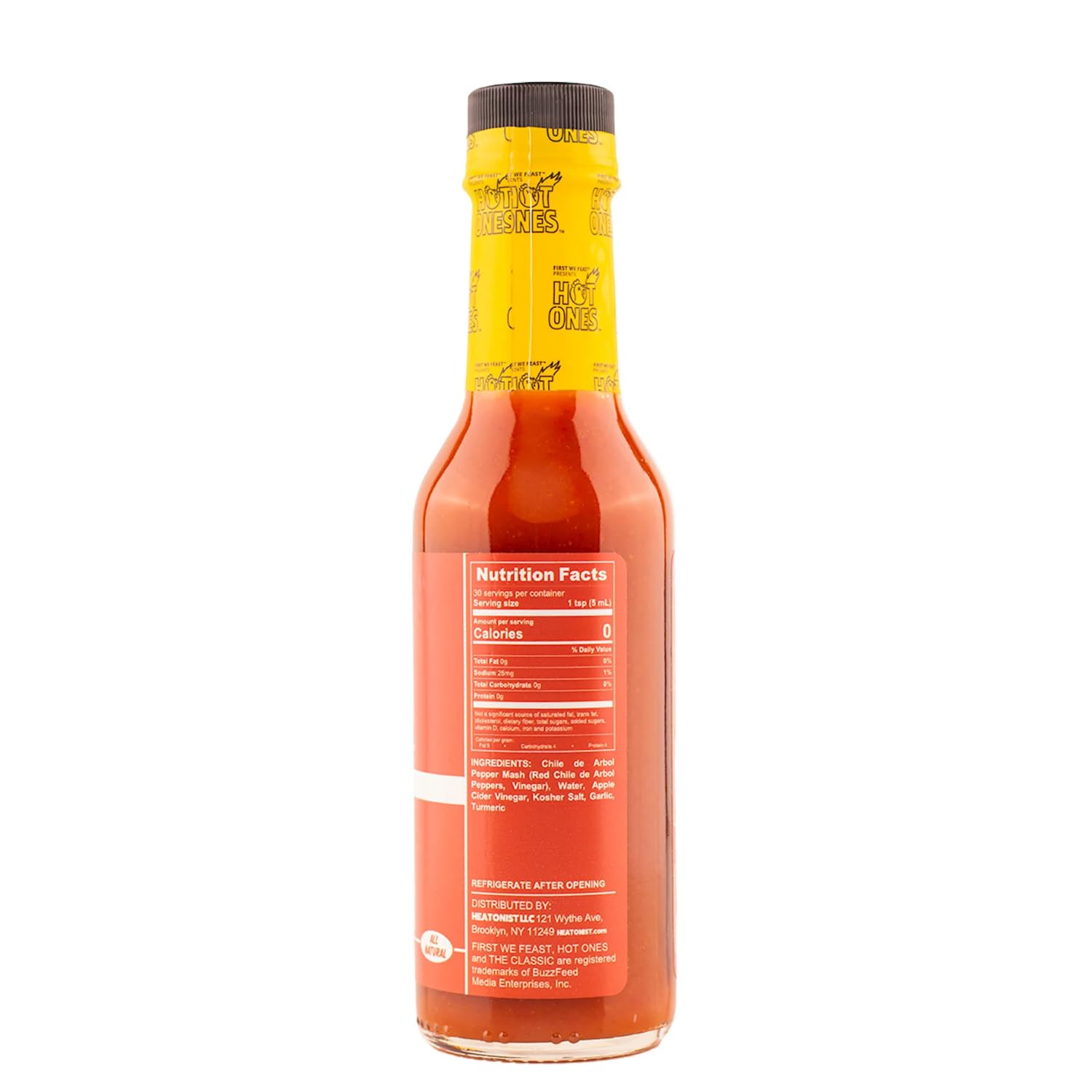 Hot Ones The Classic Hot Sauce Made With Natural Ingredients & Strong Flavors From Organic Chile De Arbol Peppers, 5 fl oz Bottle (3-Pack)