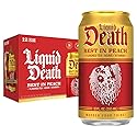 Liquid Death Iced Tea - Rest In Peach (Peach-Flavored Black Tea), Less Sugar*, Boost of Caffeine, B Vitamins, No Artificial Sweeteners, 12 Fl Oz (Pack