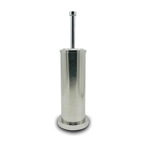 Indecor Home Silver Chrome Toilet Bowl Brush with Holder with Removable Plastic Liner, Durable Bathroom Cleaning Tool, Bathroom Cleaner Brush