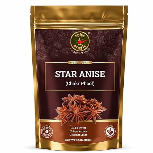 Spice Magic Star Anise Whole 3.5 oz I Perfect for Cooking, Baking, and Brewing Tea I Chinese Star Anise Whole Pods | All-Natural, Gluten Free, Non-GMO