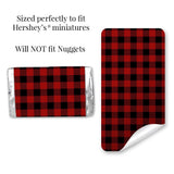 Red Buffalo Plaid Christmas Truck Miniature Chocolate Candy Bar Sticker Wrappers, 45 Wrap Around Labels Sized 1.4" x 2.6" by AmandaCreation, Great