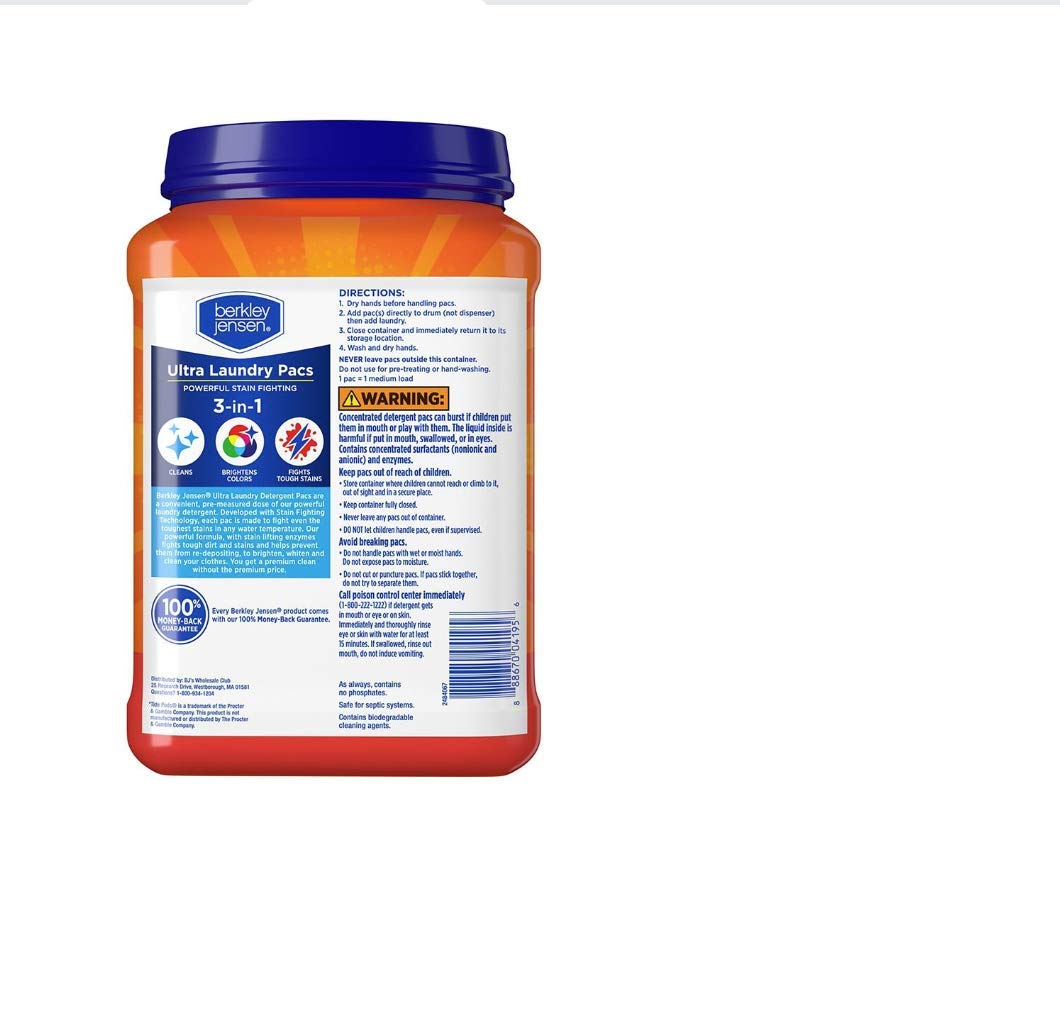 Berkley Jensen Ultra Laundry Pacs, 120 ct,, 100 Oz ()