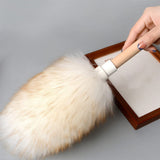 JIYAN Feather Duster with Wood Handle, Blinds Cleaner Purifier, Brush Cleaning Tool, Lambswool Dusters for Cleaning Vehicles, Office and Housework