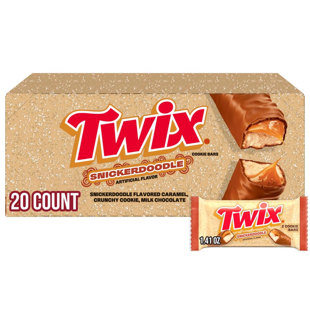 TWIX Snickerdoodle Cookie Cinnamon Caramel Shortbread Milk Chocolate Candy Bars Bulk for Movies, Traveling, Party Favors, Goodie Bags, 1.4 oz (Pack
