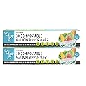 Lunchskins Ziptop Home Compostable & Resealable Freezer-Safe Food Storage Bags, Gallon Size, 60 Bags - Eco-Friendly, Made Without PFAS and BPAS