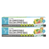 Lunchskins Ziptop Home Compostable & Resealable Freezer-Safe Food Storage Bags, Gallon Size, 60 Bags - Eco-Friendly, Made Without PFAS and BPAS