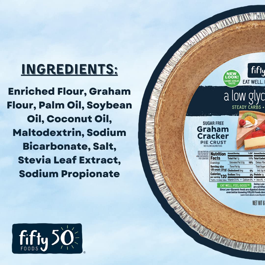 FIFTY 50 Foods Sugar Free Ready to Eat Graham Cracker Pie Crust, 6 Ounce (Pack of 3)