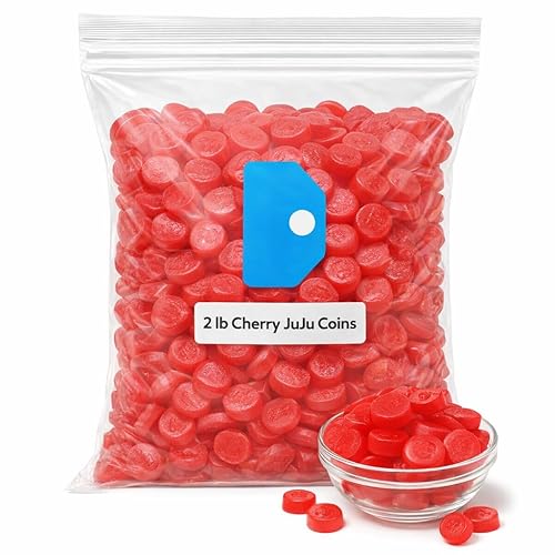 Cherry JuJu Coins - 2 lb Bulk Bag, Chewy Cherry-Flavored Candy Coins for Parties & Candy Bowls