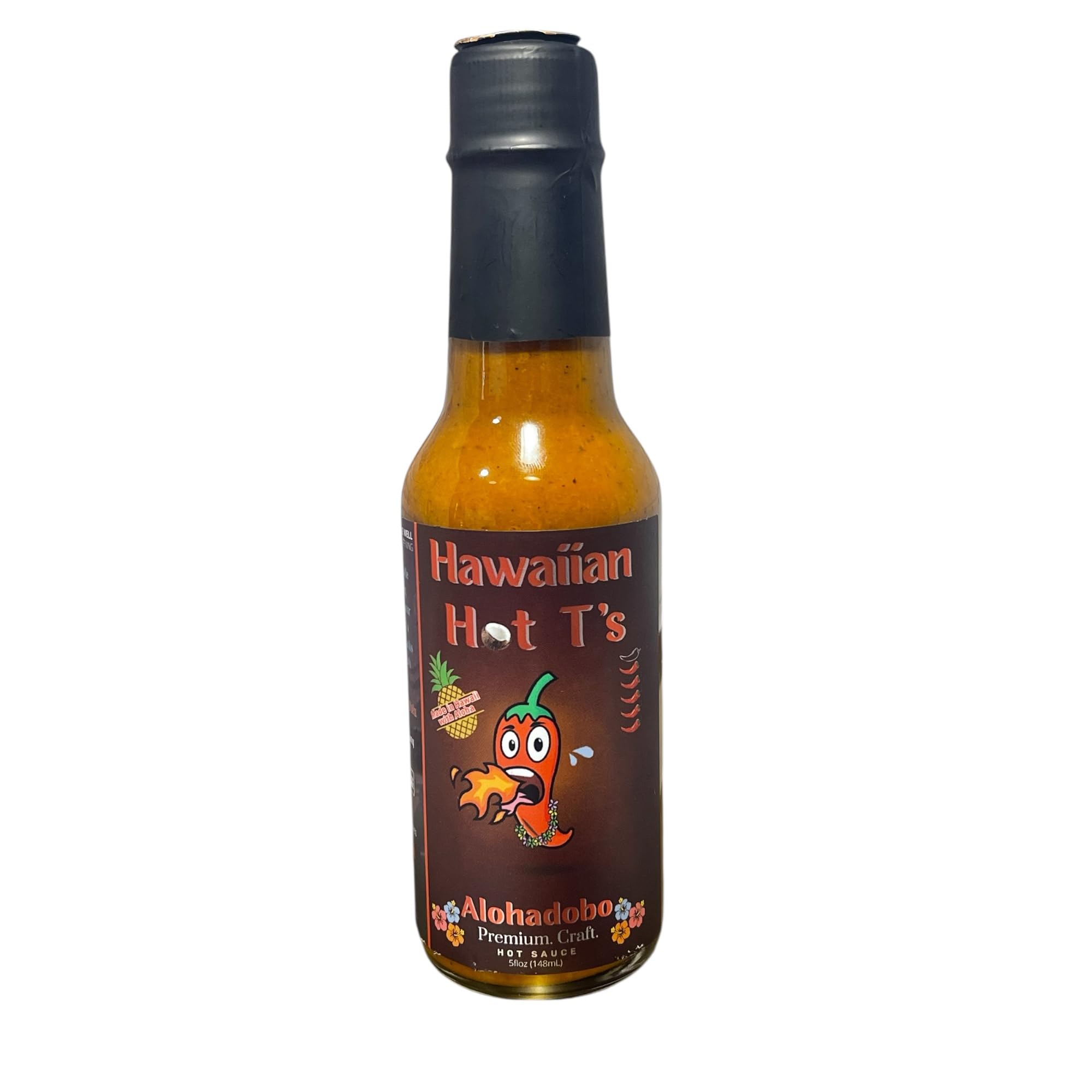 Hawaiian Hot T’s Small Batch Premium Craft Hot Sauce 5 fl. oz - Made in Hawaii - Vegan & Gluten-Free, no Added Preservatives, Tropical Flavors