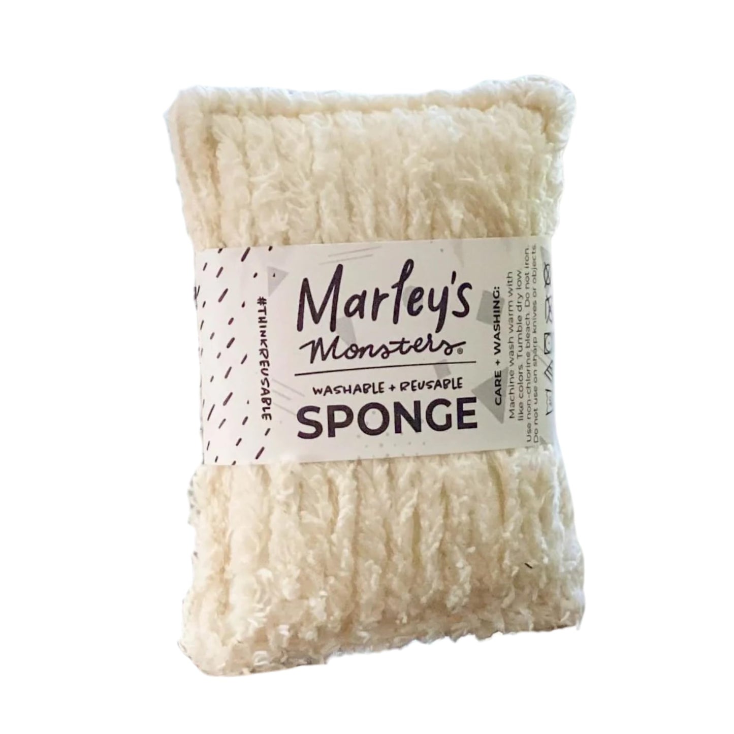 Marley's Monsters Chenille Washable Sponge - Reusable Eco-Friendly Kitchen Scrubber - Soft 100% Cotton Chenille & Recycled Foam - 3.5" x 5" Handmade
