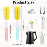 4 Pcs Bottle Sponge with Handle, Bottle Brush Cleaner, Replaceable Detachable Long Handle Portable Sponge Cleaning Cup Brush Set, Used for Kitchen