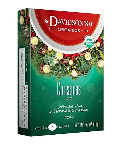 Davidson's Organics, Christmas Tea, 8-count Tea Bags, Pack of 12
