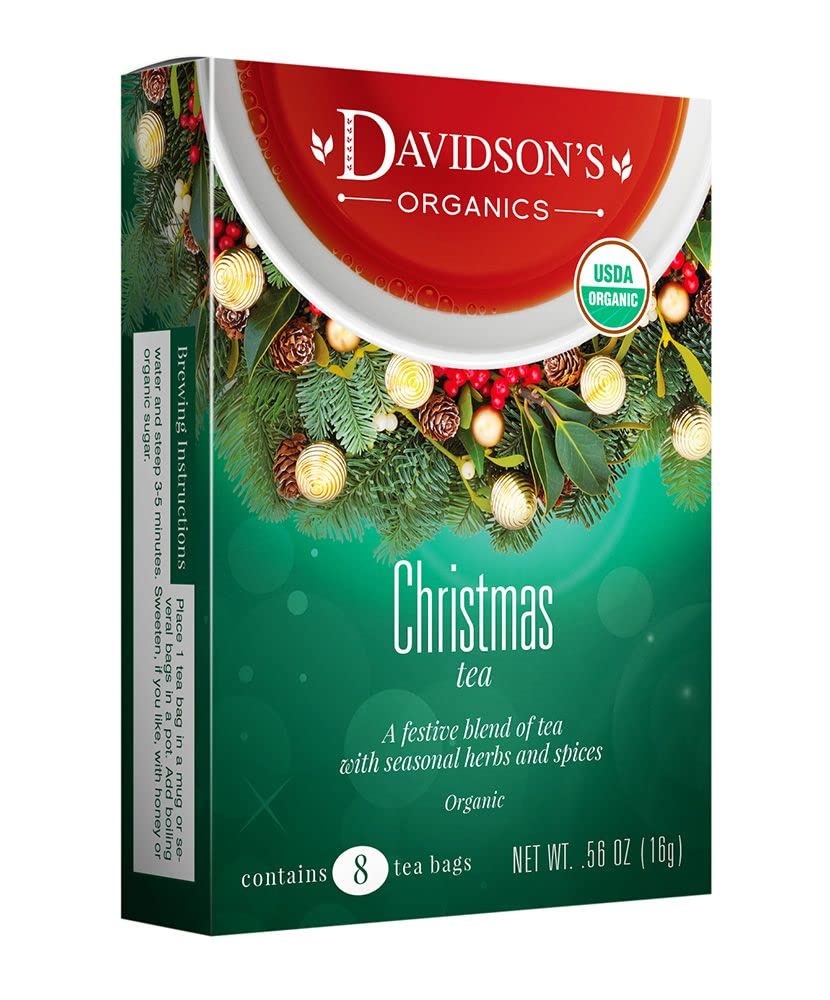 Davidson's Organics, Christmas Tea, 8-count Tea Bags, Pack of 12
