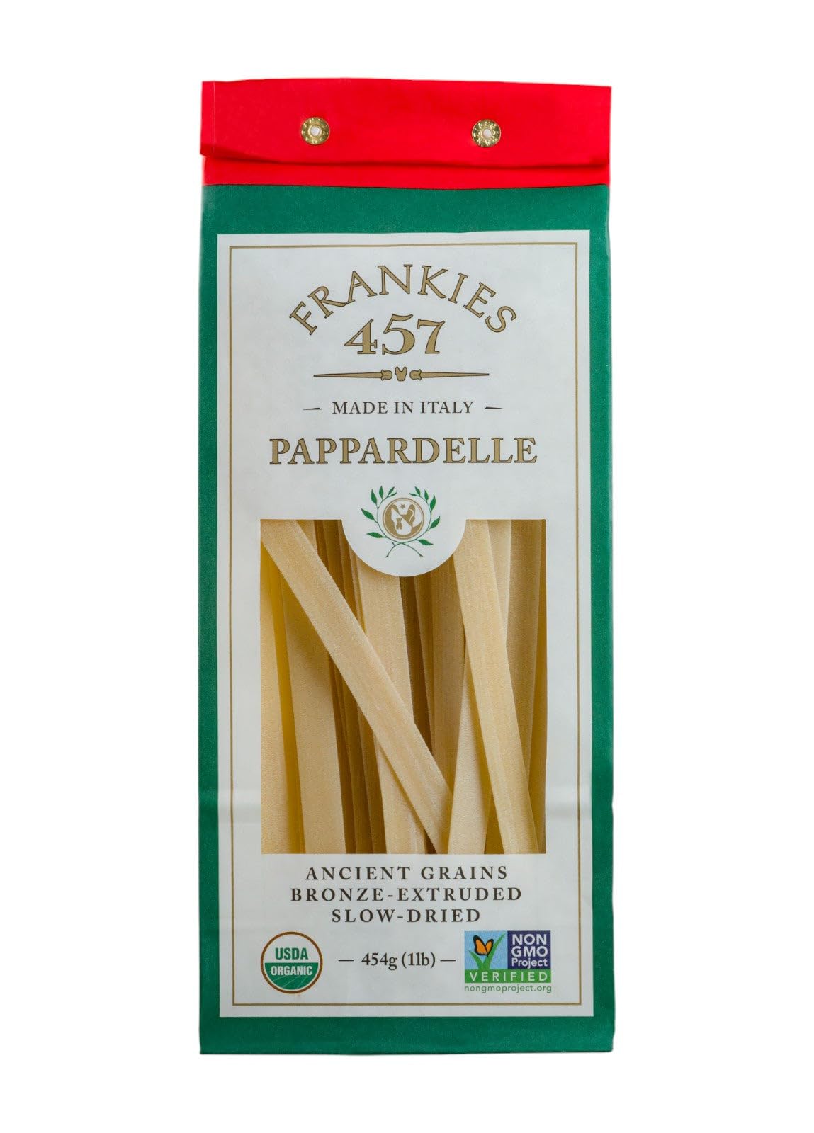 Frankies 457 Artisanal Pappardelle Pasta - Authentic Premium Italian Handcrafted Pasta - Imported from Italy - NON GMO Verified - USDA Organic