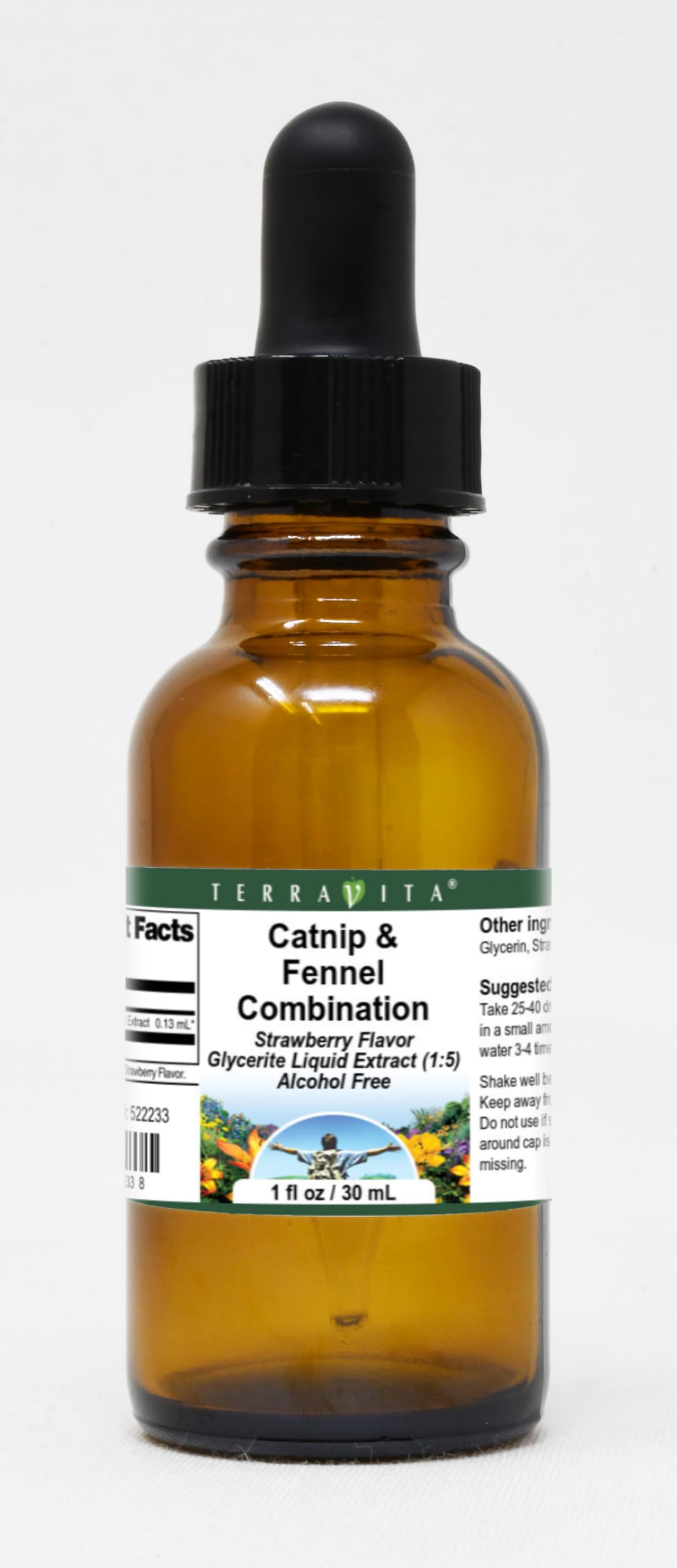 Catnip & Fennel Combination Glycerite Liquid Extract (1:5) - Strawberry Flavored (1 oz, ZIN: 522233) - 3 Pack