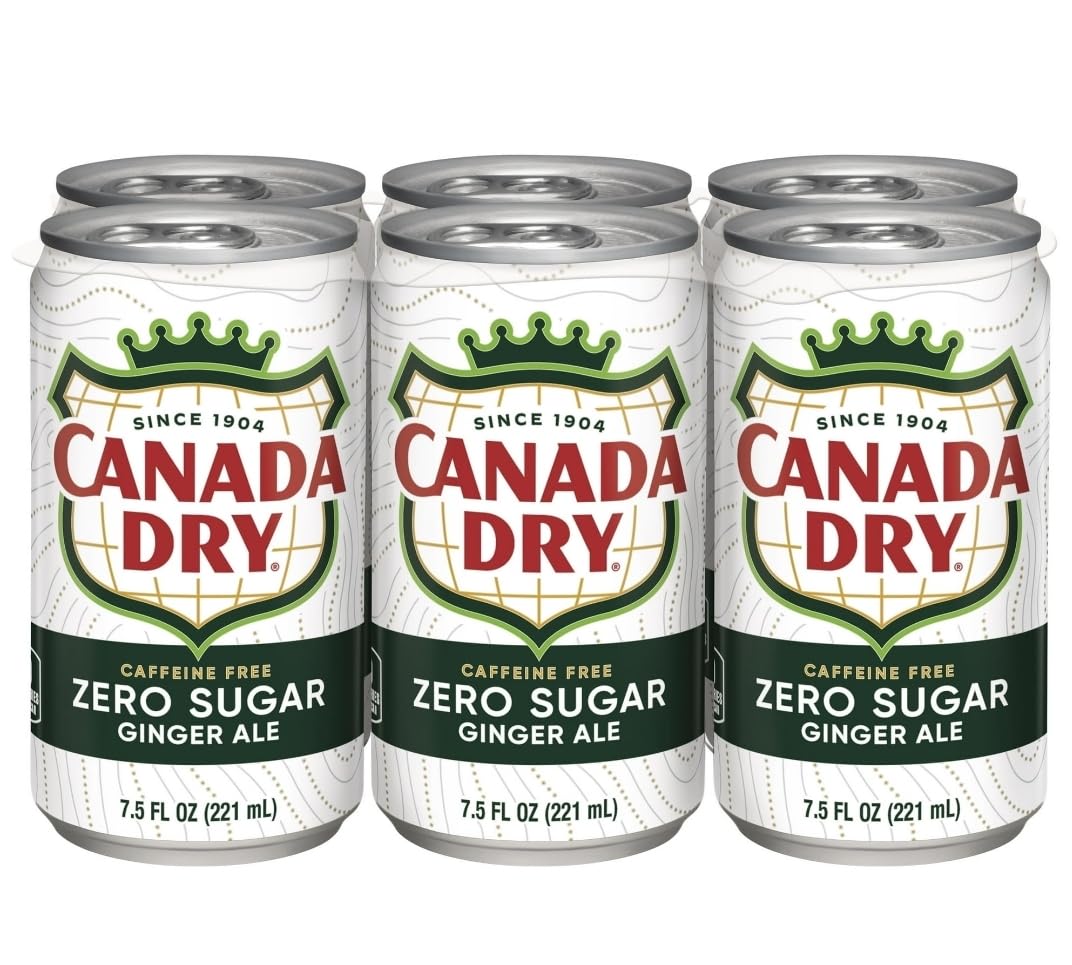 Canada Dry Ginger Ale Zero Sugar, 7.5 Fl Oz Cans, 24 Pack