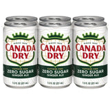 Canada Dry Ginger Ale Zero Sugar, 7.5 Fl Oz Cans, 24 Pack