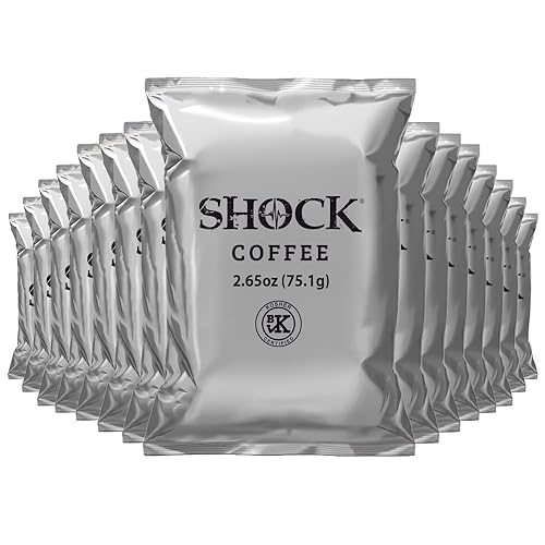 Shock Coffee Ground Stay Fresher Packs. The Strongest Caffeinated All Natural Coffee, Up to 50% more Caffeine than Regular Coffee, 6.6 pounds