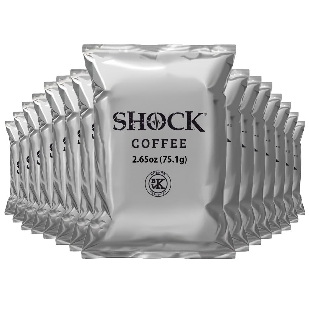 Shock Coffee Ground Stay Fresher Packs. The Strongest Caffeinated All Natural Coffee, Up to 50% more Caffeine than Regular Coffee, 6.6 pounds